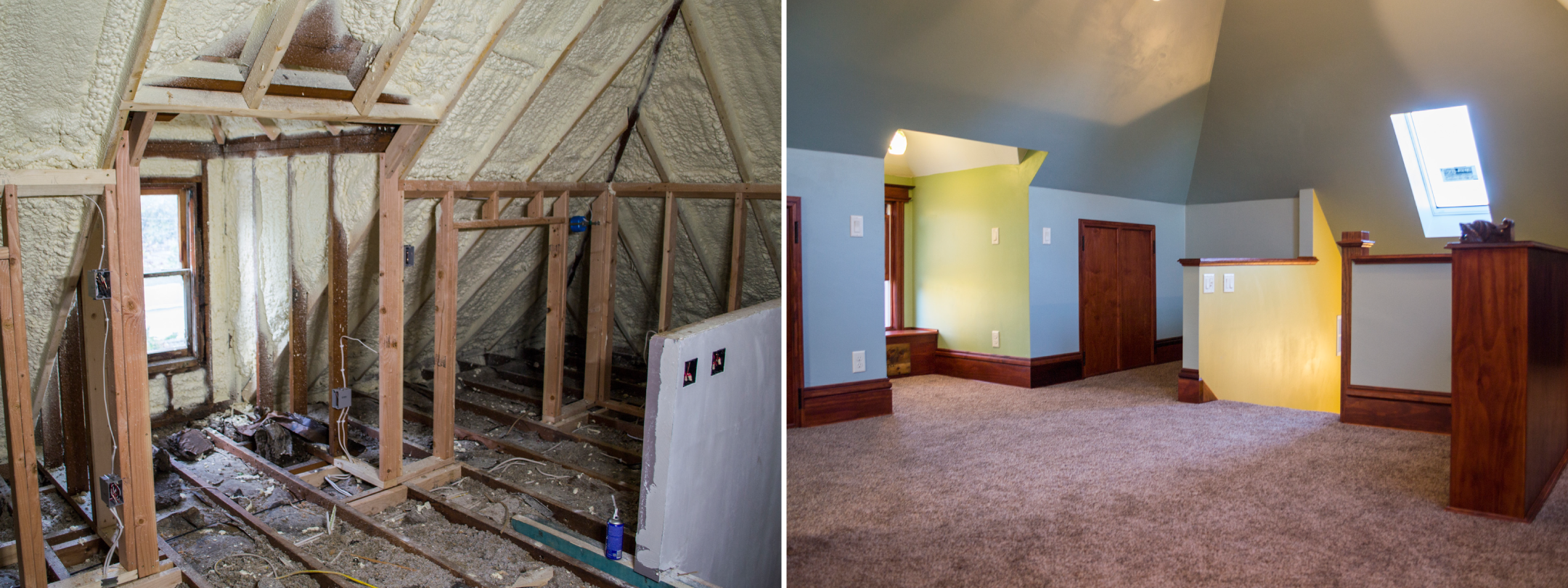 Before and after of a Victorian attic space